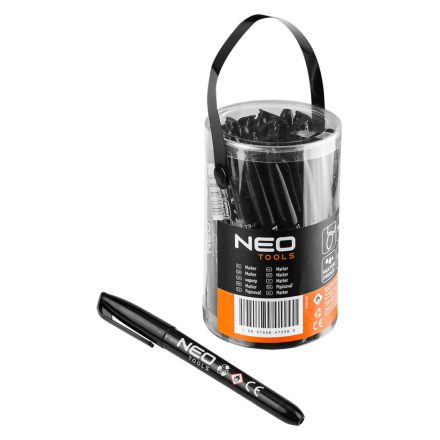 NEO Tools 13-855 Építőipari filctoll, fekete, tartós, vízálló, olajbázisú, 30 darabos kiszerelésben.